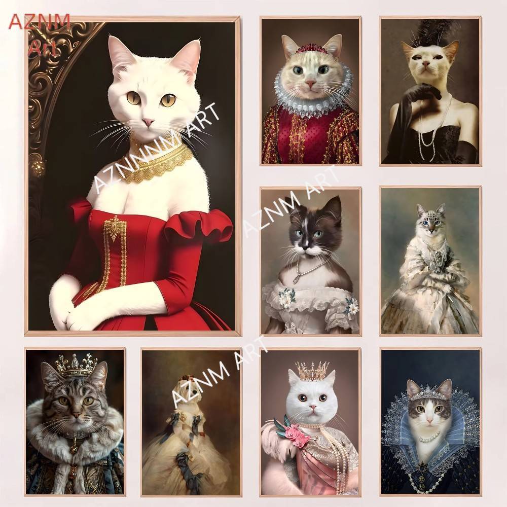 Pet Portrait Custom - Renaissance Royal Cat Funny Poster Print
