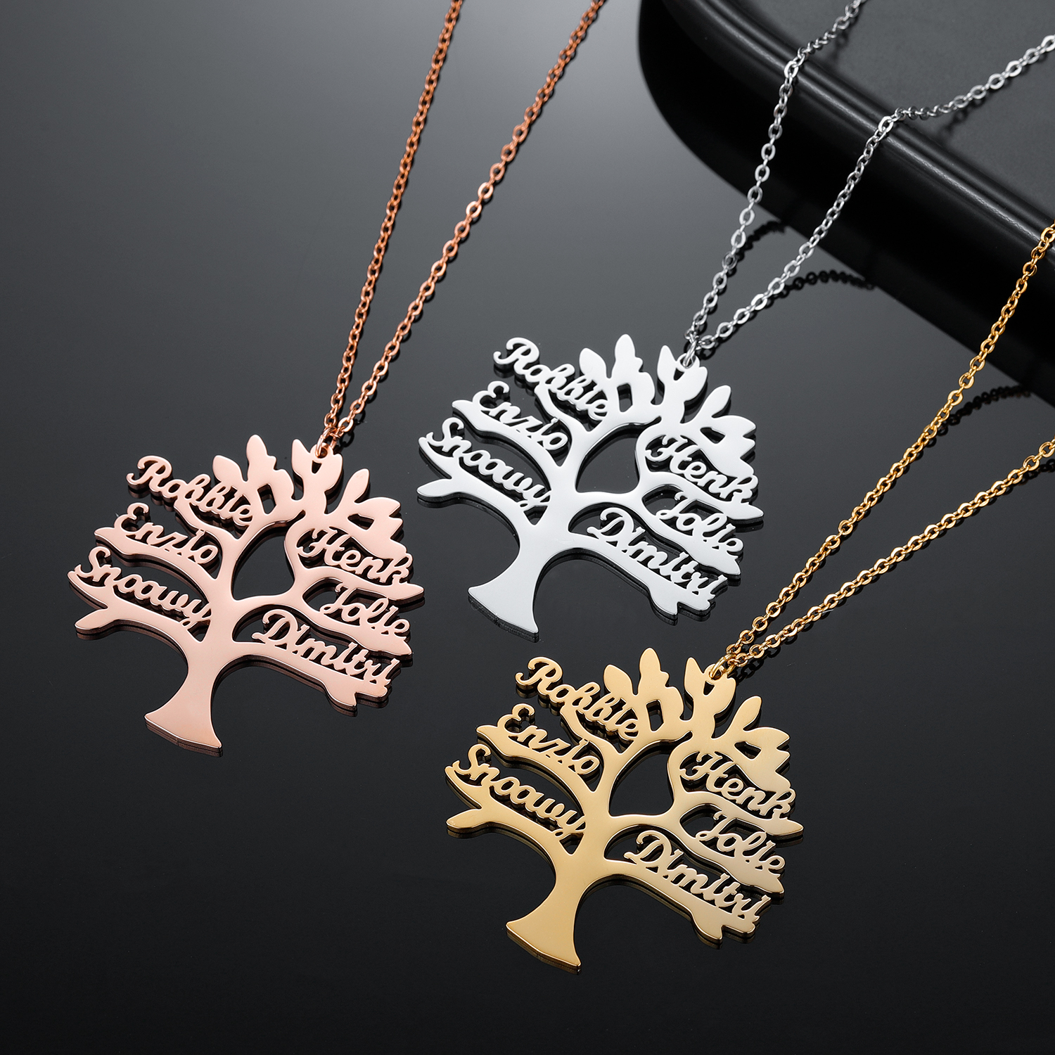 Name Necklace Custom - Qitian Custom Personalized Tree of Life