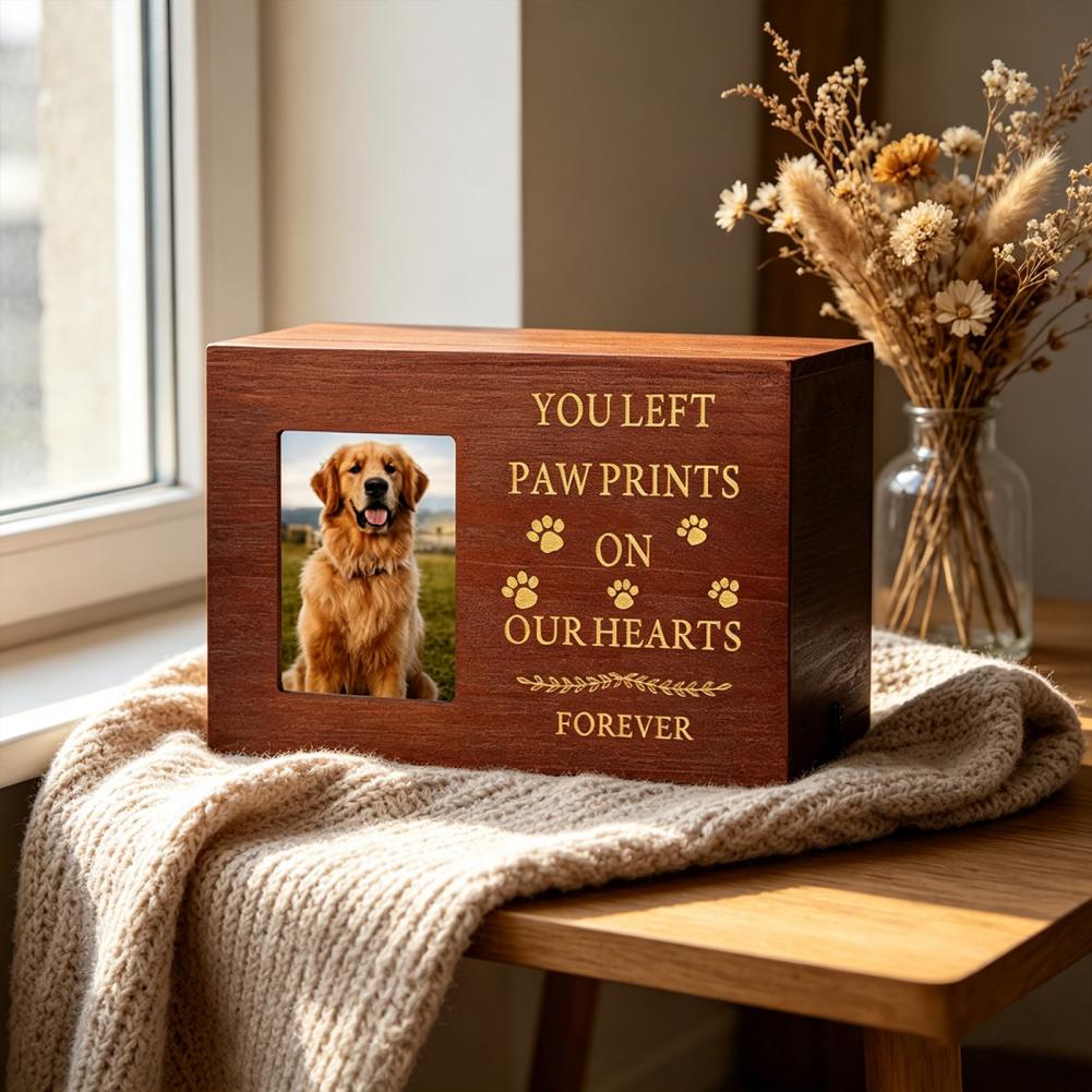 Engraved Wood Frame - Wooden Pet Urn Solid Wood with