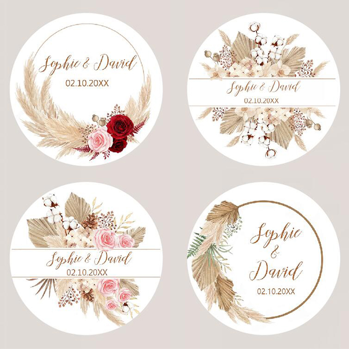 96Pcs Pampas Grass Stickers fo - Personalised Candle Label 评论和价格