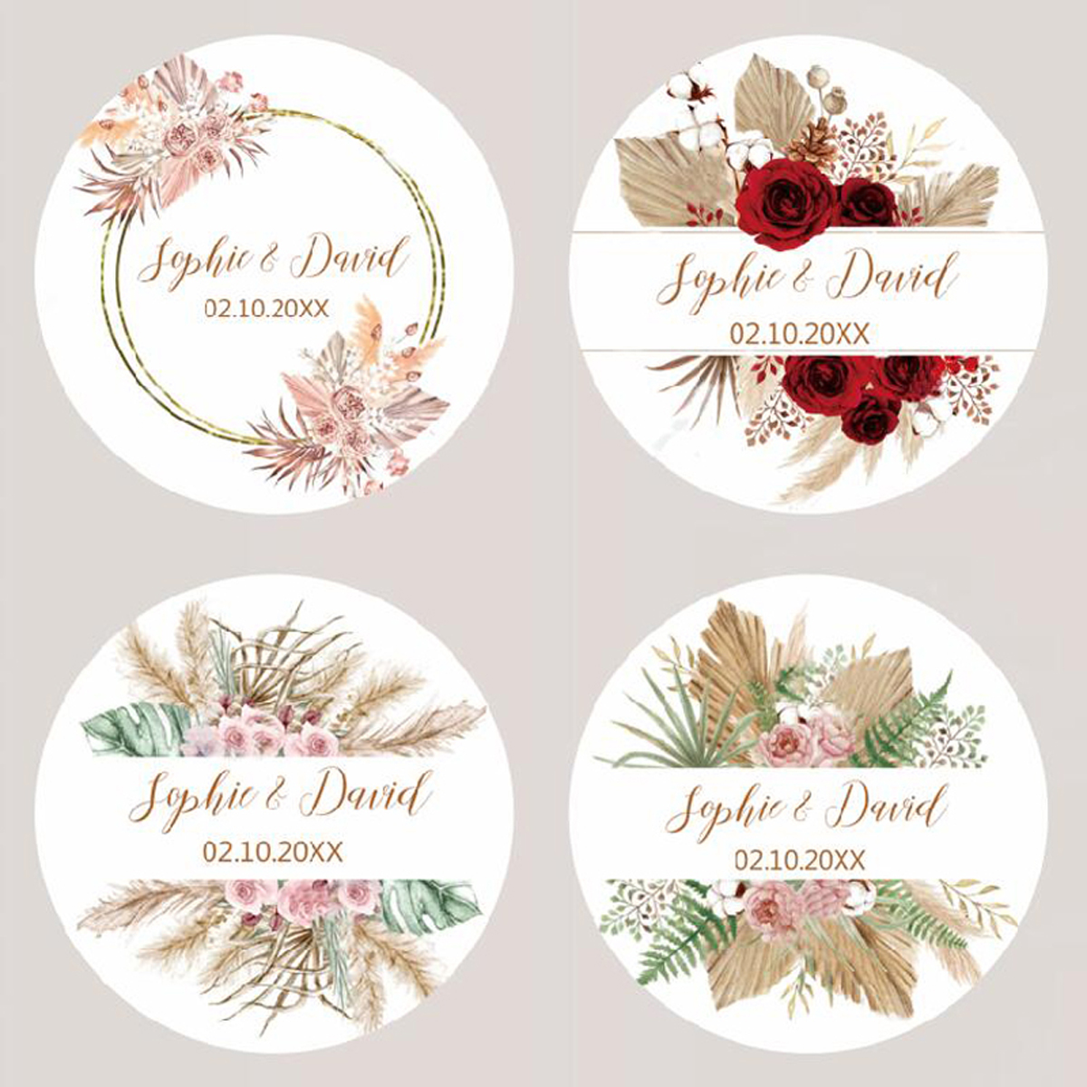 96Pcs Pampas Grass Stickers fo - Personalised Candle Label 评论和价格