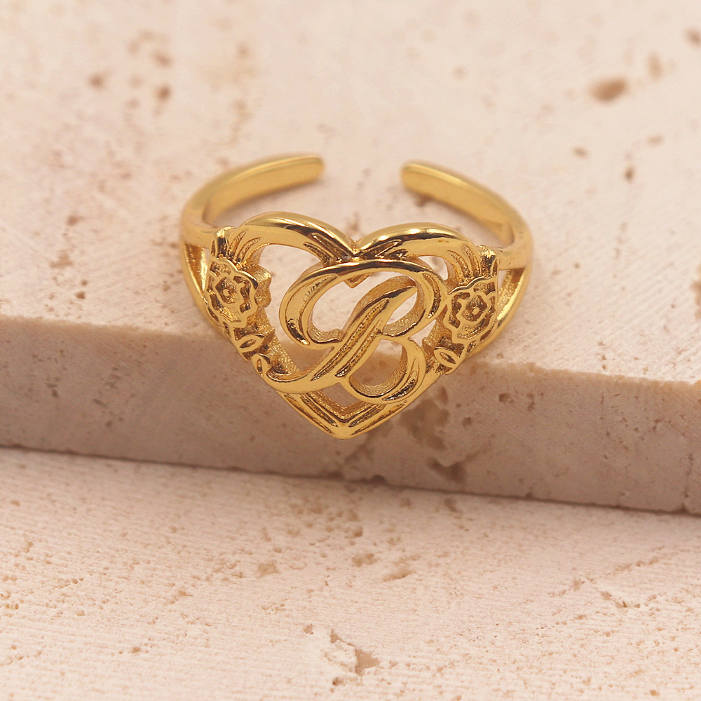 Gold Personalized Initials Hea - Initial Ring Custom 评论和价格