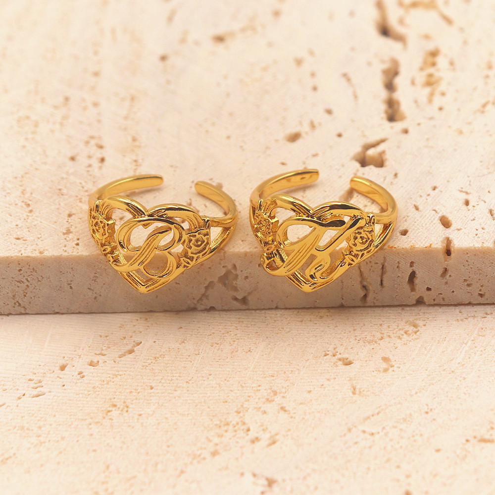 Gold Personalized Initials Hea - Initial Ring Custom 评论和价格