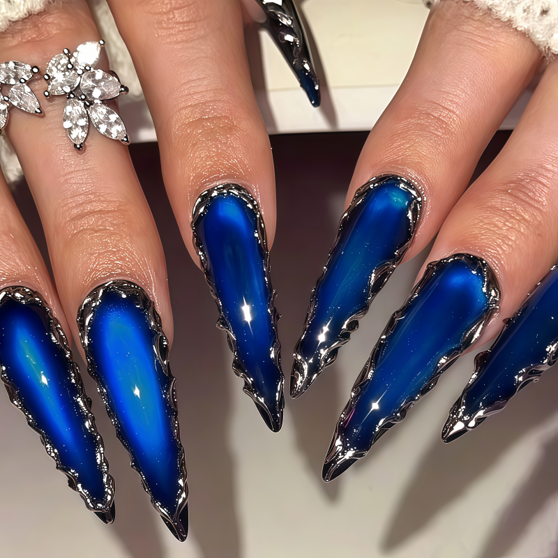 24PCSPurple Press on Nails Med - Pressed Flower Art 评论和价格
