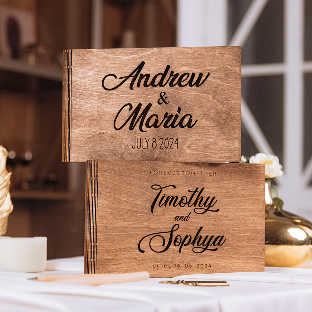 Personalized Wooden GuestBook  - Custom Photo Book 评论和价格