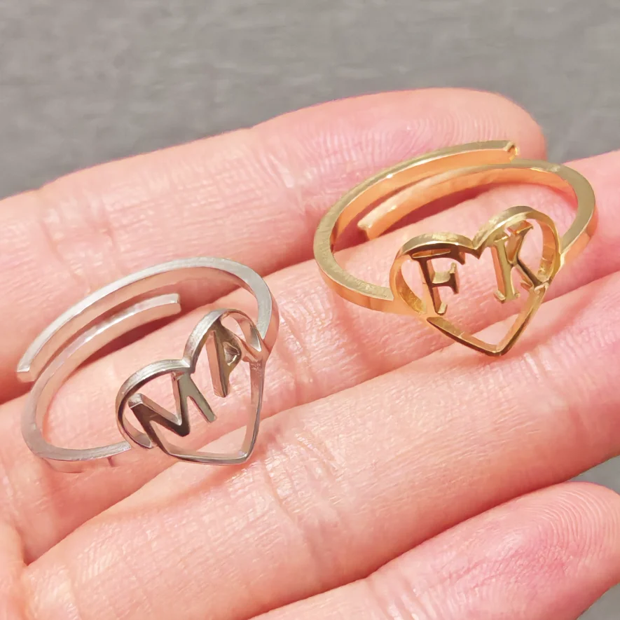 Custom Hollow Name Initials Ri - Initial Ring Custom 评论和价格