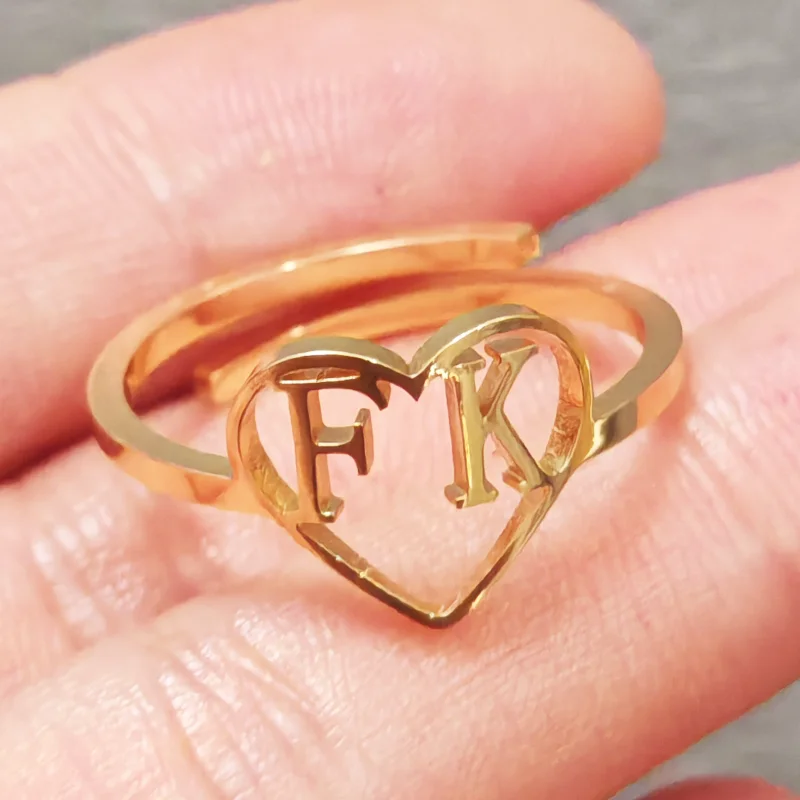 Custom Hollow Name Initials Ri - Initial Ring Custom 评论和价格