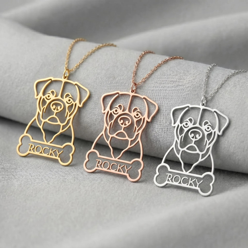 Personalized Custom Dog Breed  - Birth Flower Necklace 评论和价格