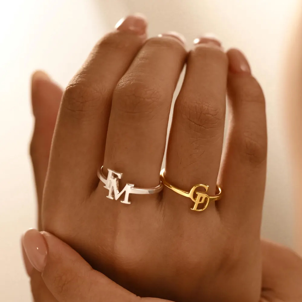 Customized Two Letter Ring for - Initial Ring Custom 评论和价格