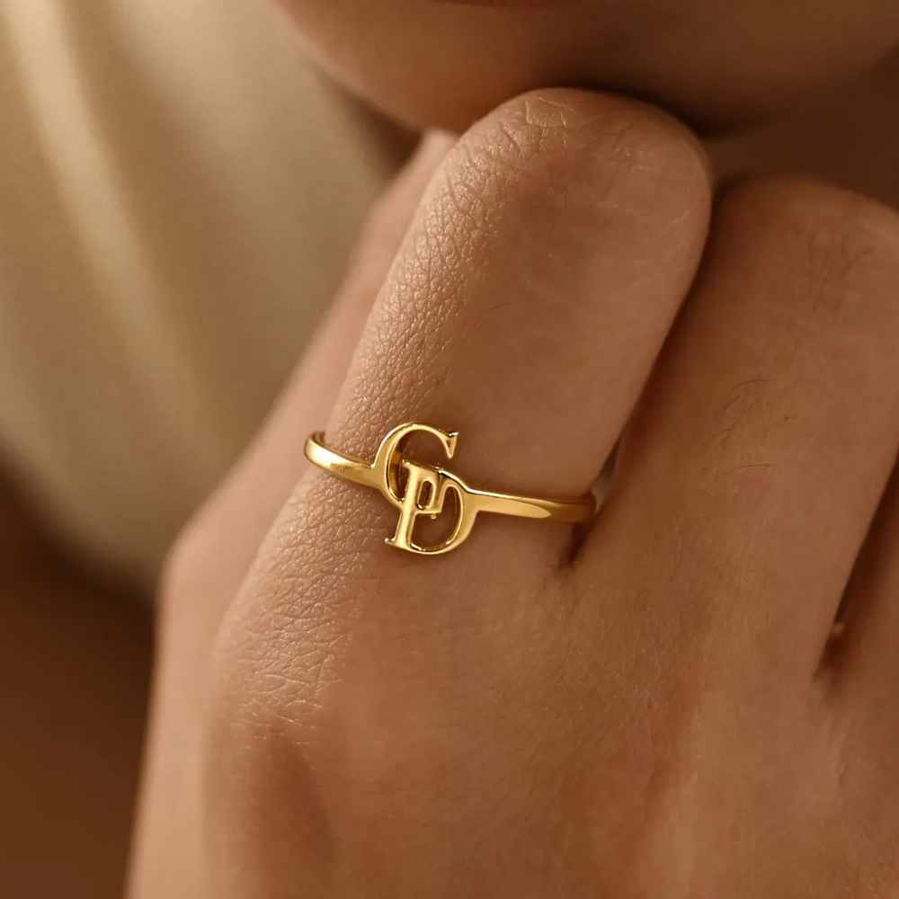 Customized Two Letter Ring for - Initial Ring Custom 评论和价格