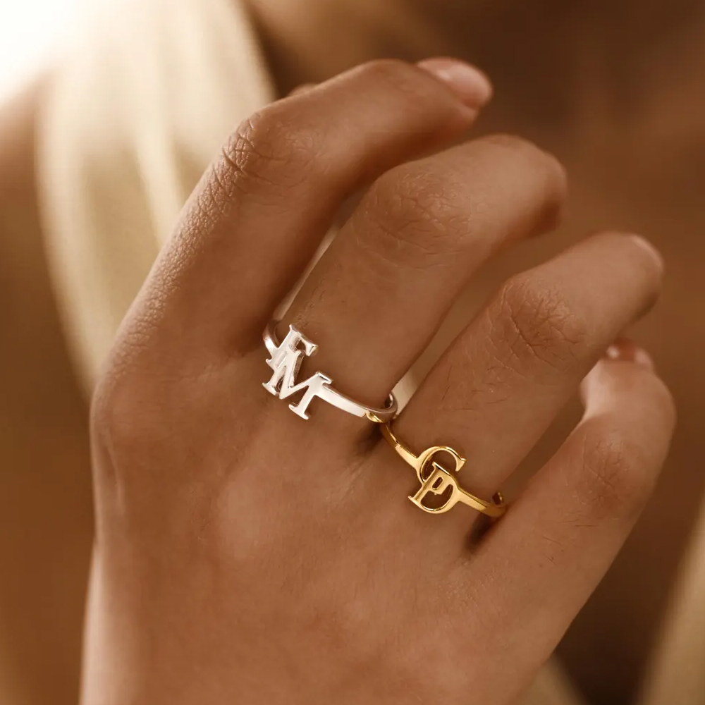 Customized Two Letter Ring for - Initial Ring Custom 评论和价格