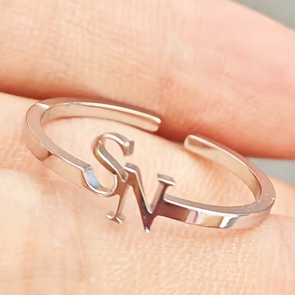 Customized Two Letter Ring for - Initial Ring Custom 评论和价格