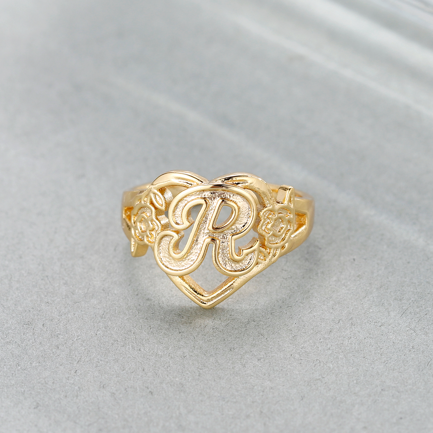 Custom Initials Heart Adjustab - Initial Ring Custom 评论和价格