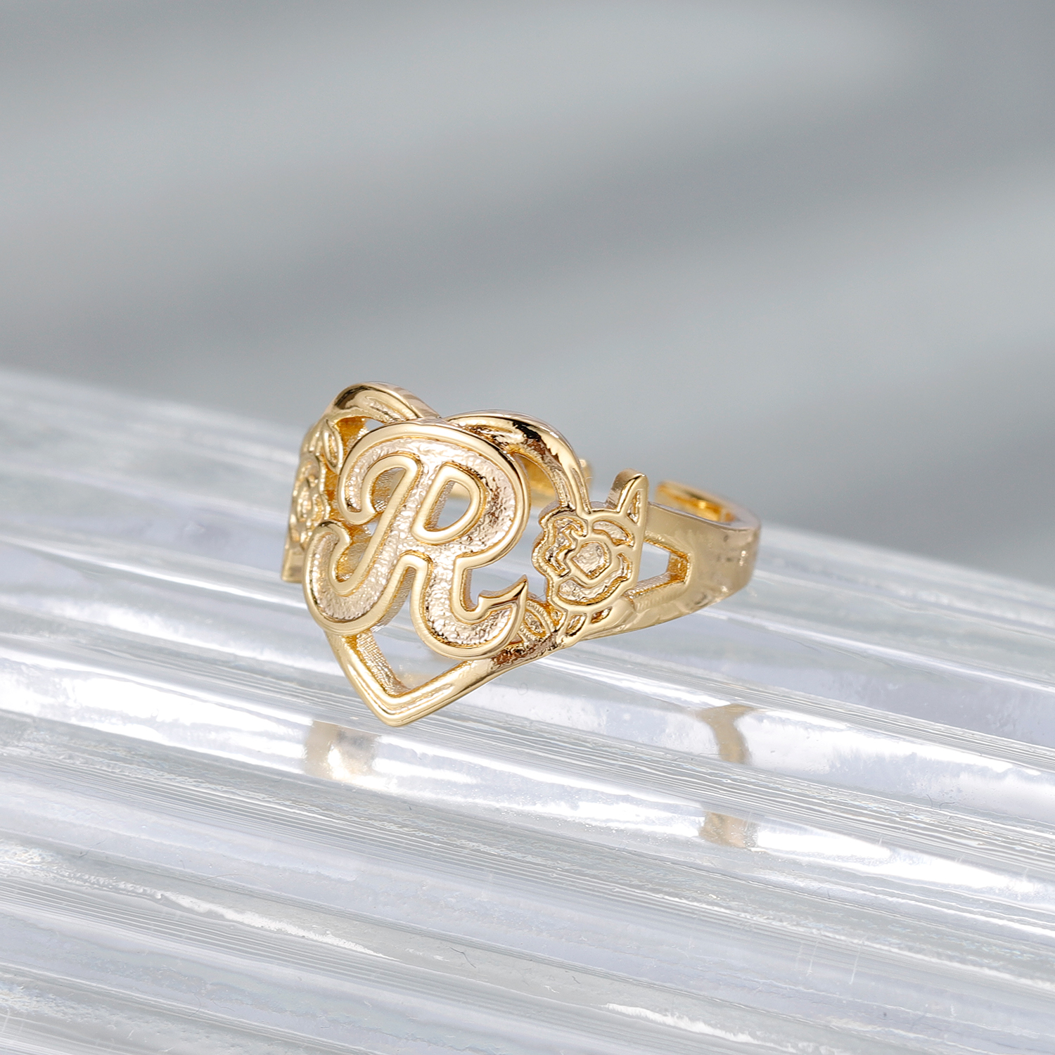 Custom Initials Heart Adjustab - Initial Ring Custom 评论和价格