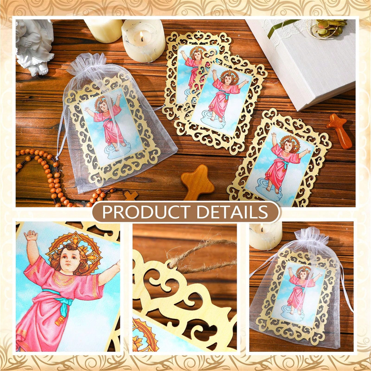 12pcs Wooden Framed Divino Nin - Engraved Wood Frame 评论和价格