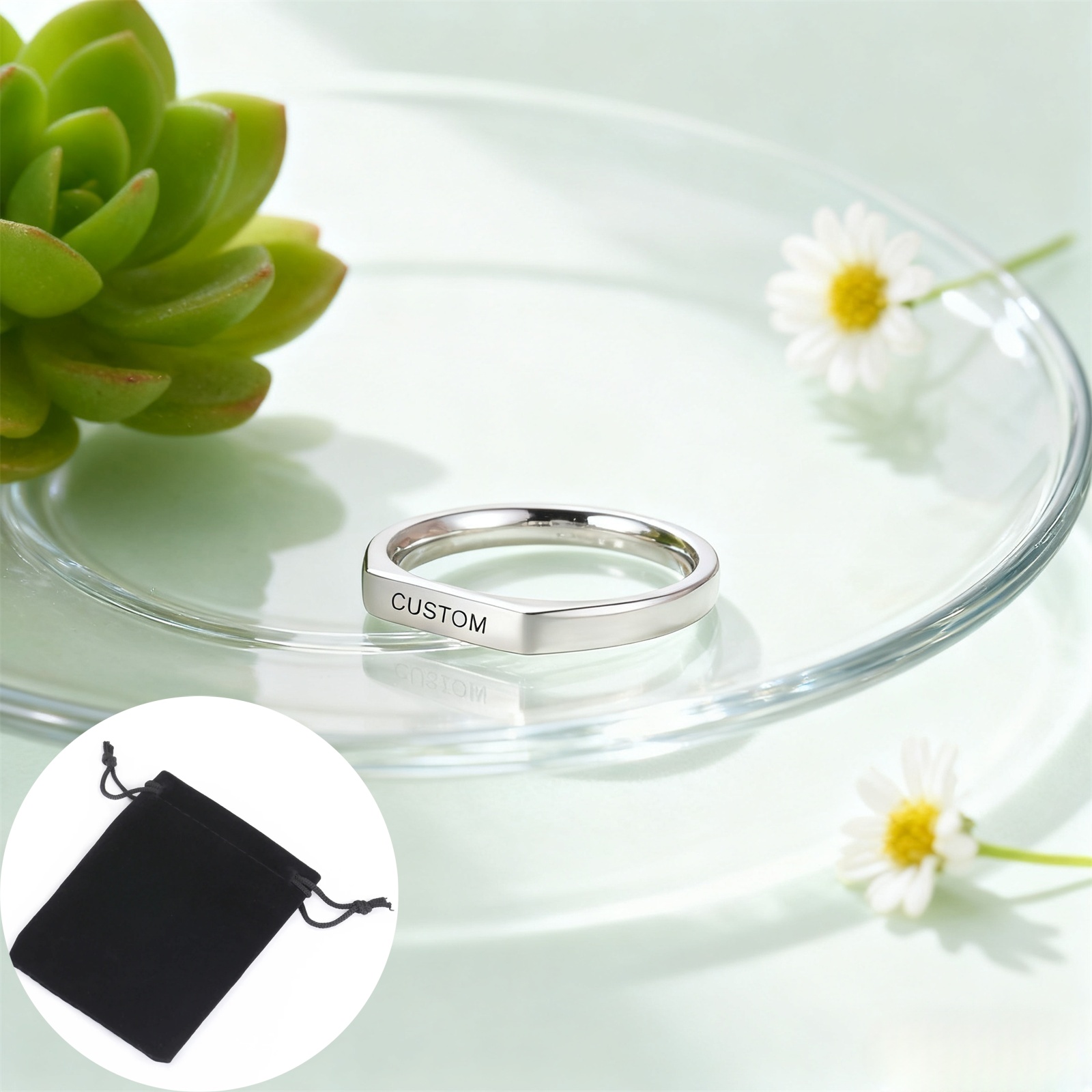 Customized Date Name Ring Stai - Initial Ring Custom 评论和价格