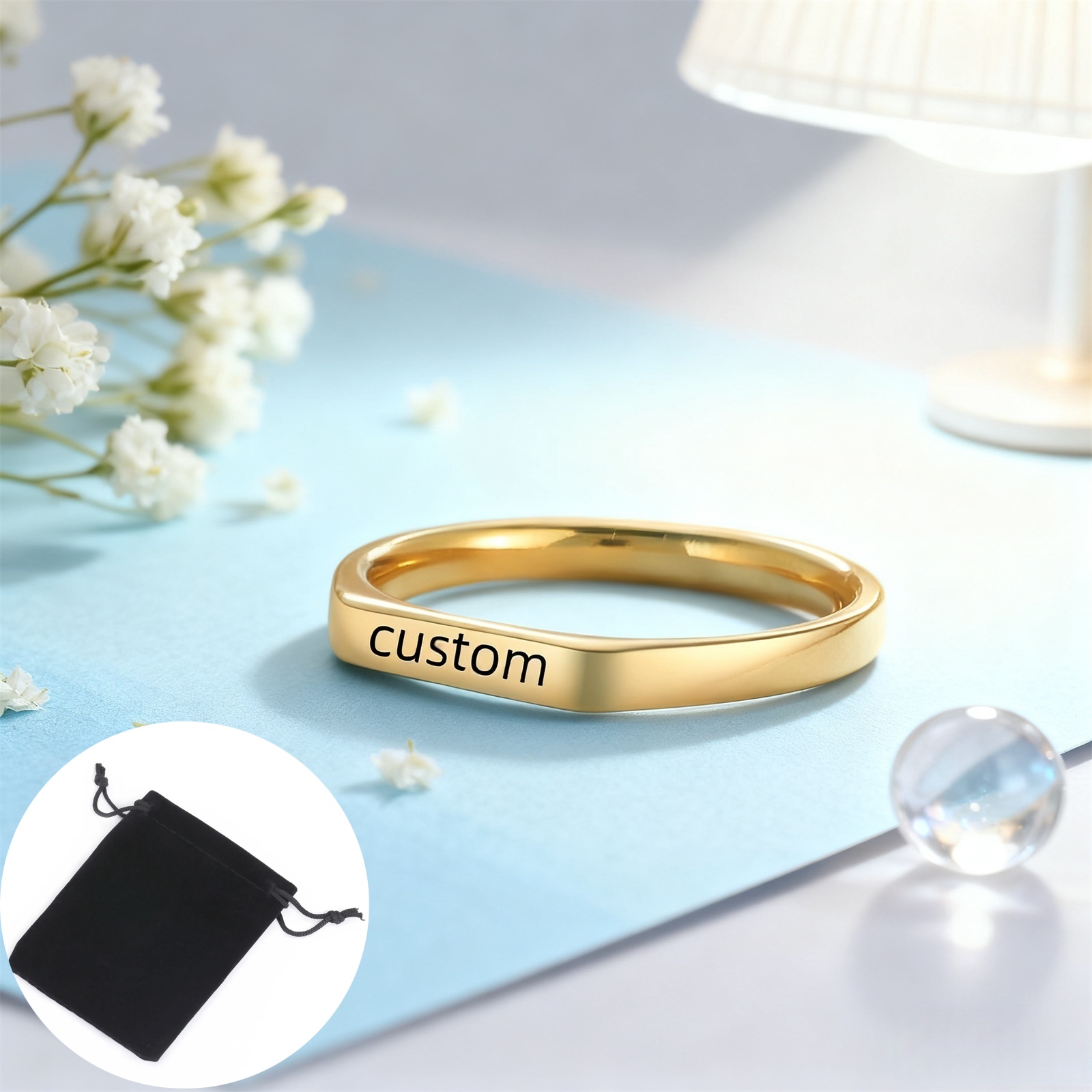 Customized Date Name Ring Stai - Initial Ring Custom 评论和价格