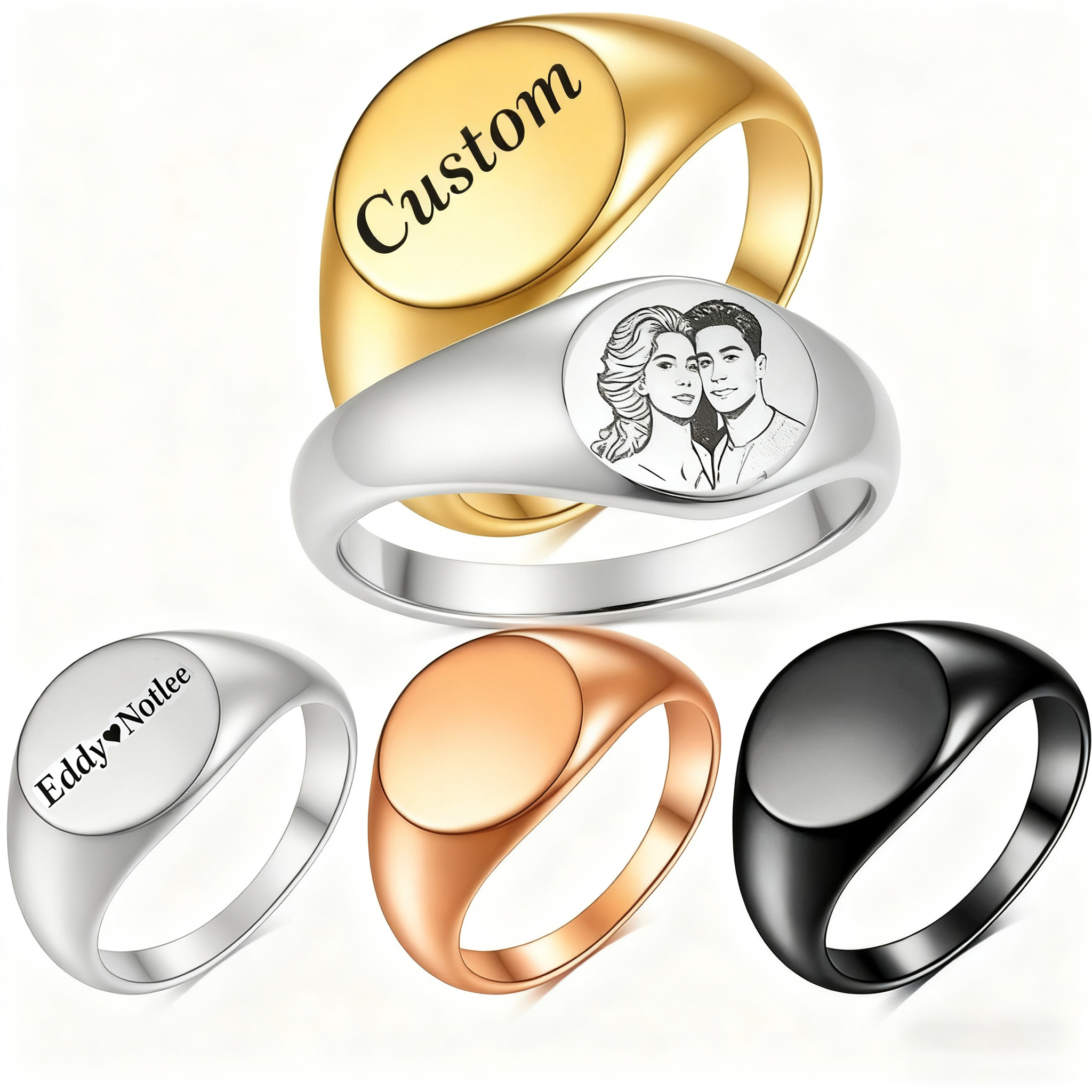 Custom Engraved Picture Logo N - Initial Ring Custom 评论和价格