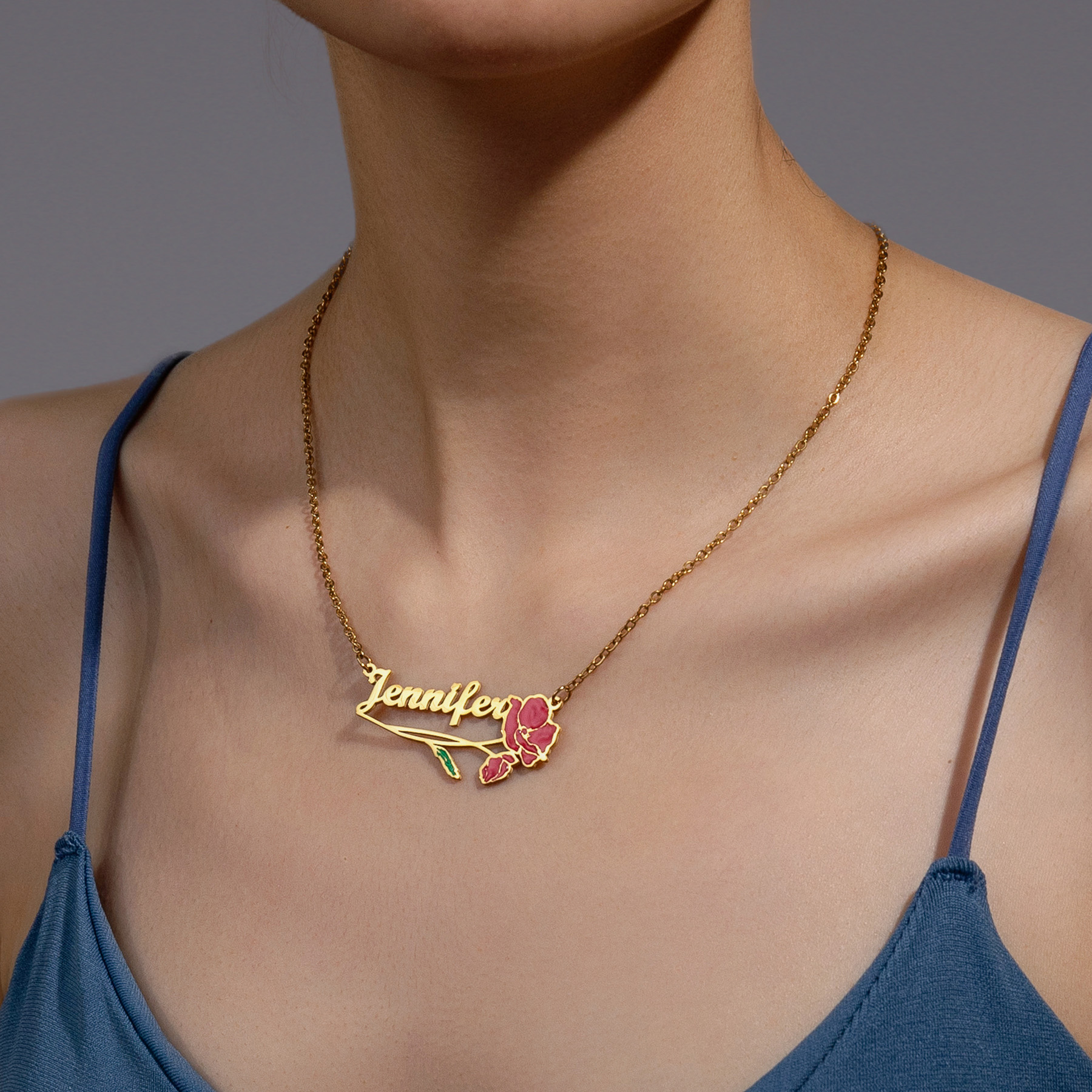 Acheerup Personalized Name UV  - Birth Flower Necklace 评论和价格