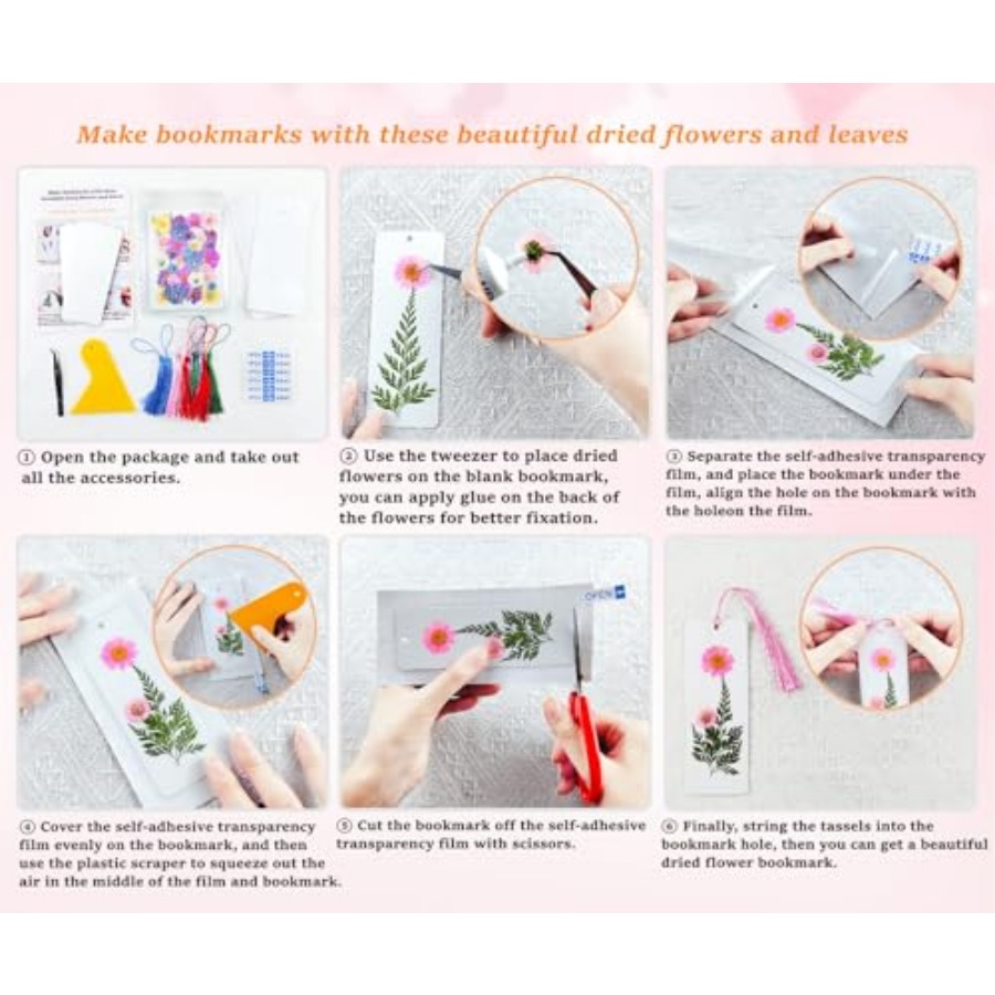 Cardstock Blank Bookmarks Set, - Dried Flower Bookmark 评论和价格