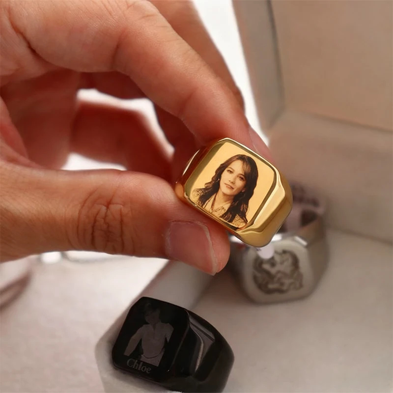 Stainless Steel Jewelry anillo - Initial Ring Custom 评论和价格