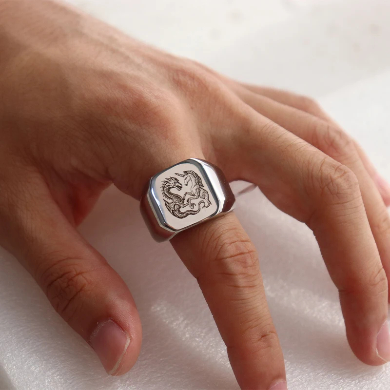 Stainless Steel Jewelry anillo - Initial Ring Custom 评论和价格